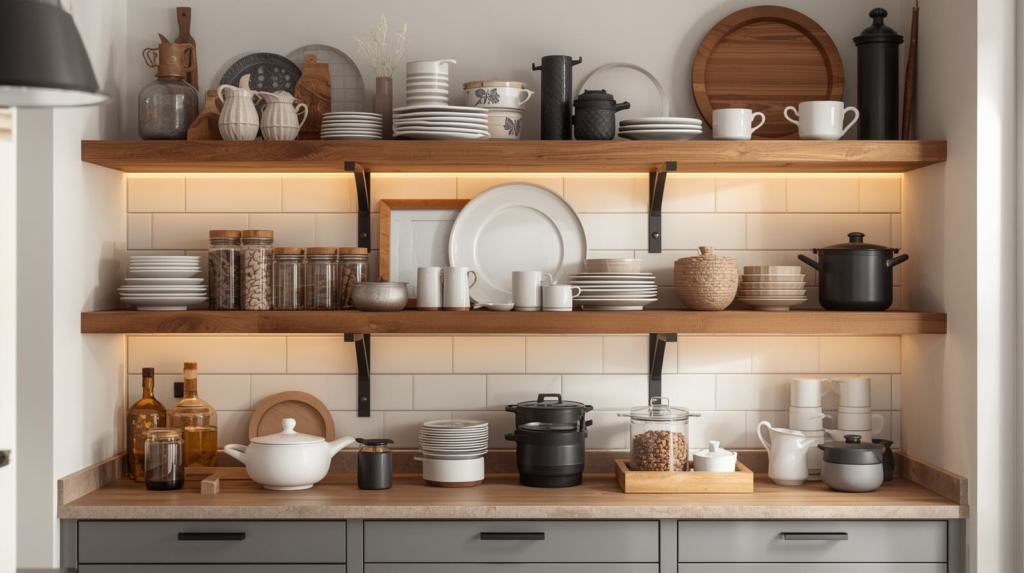 Open Shelving atau Rak Gantung Custom Dapur