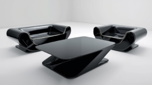 Furniture dengan Finishing High-Gloss dan Gaya Futuristik