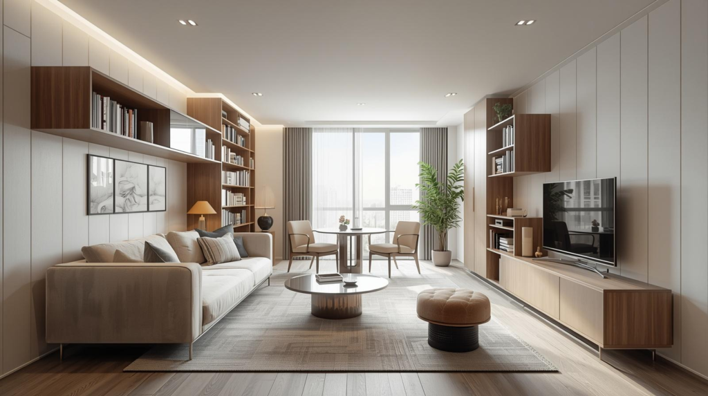 Transformasi Ruang Tamu Sempit dengan Custom Furniture Multifungsi