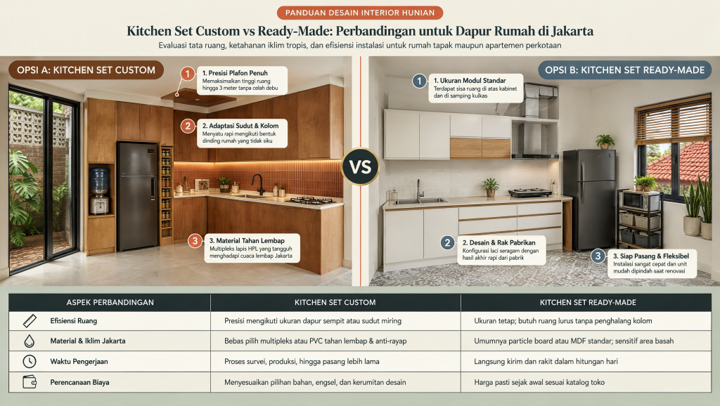 Kitchen Set Custom vs Ready-Made Perbandingan untuk Dapur Rumah di Jakarta
